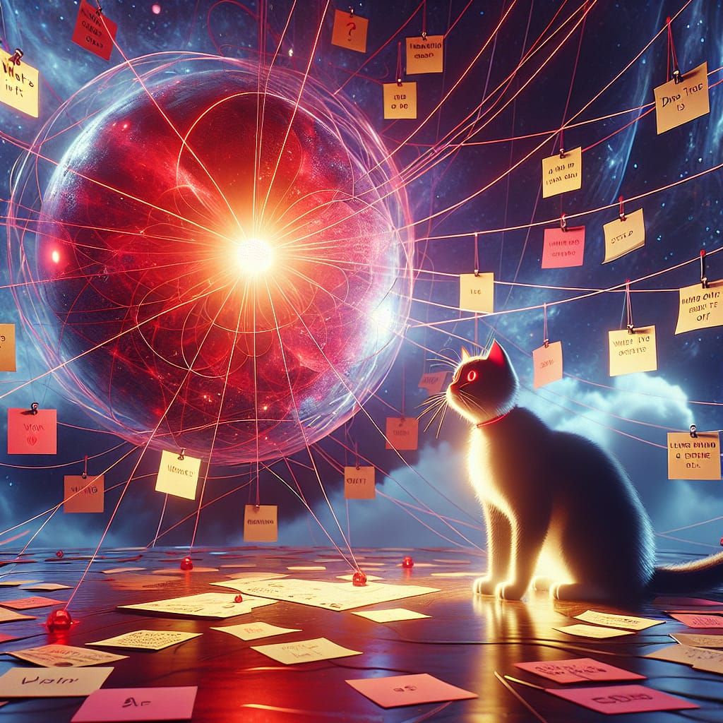 Cat and Laser Dot Conspiracy in Dreamy Surrealism