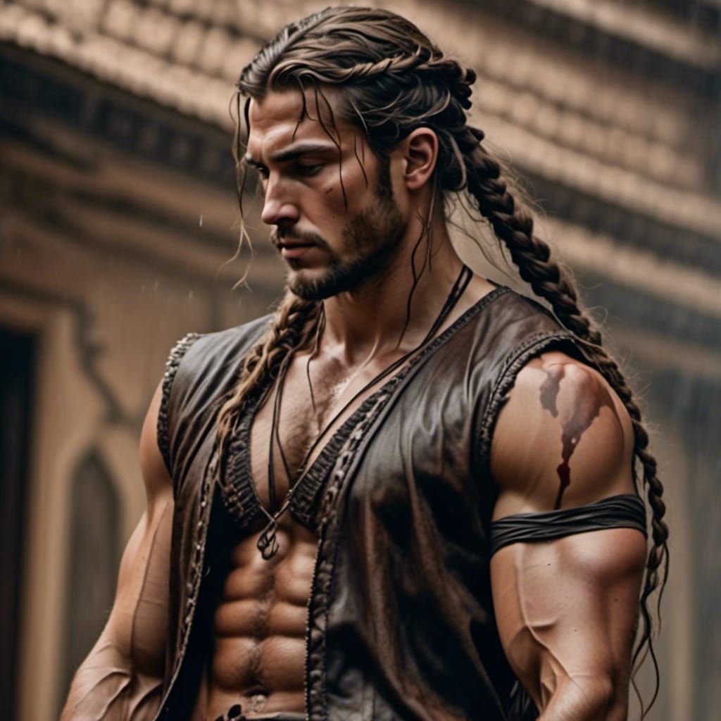 Dionysus in Hyperrealistic Leather Outfit