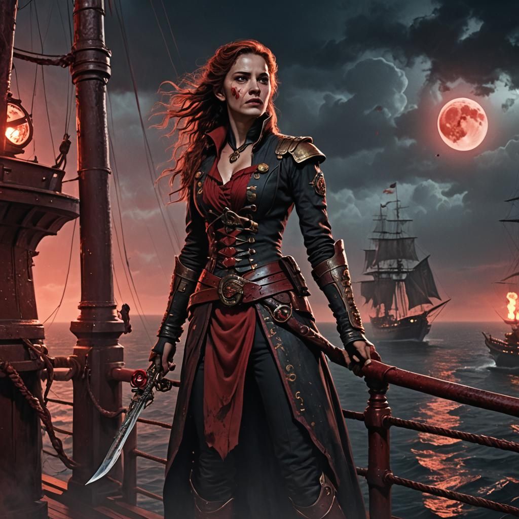 Captain Mara and the Blood Moon: Fantasy Art