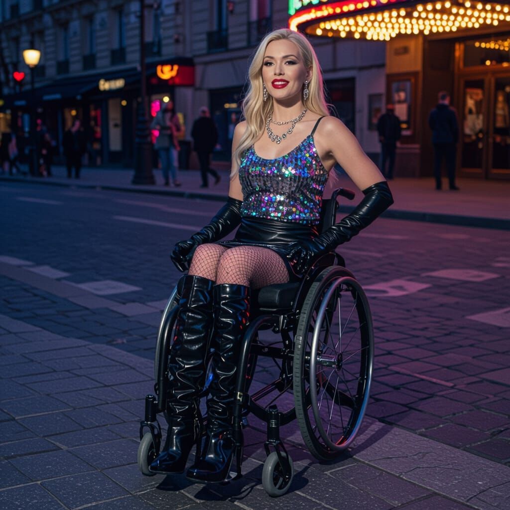 Woman in Sequins and Leather at Grand Rex Club