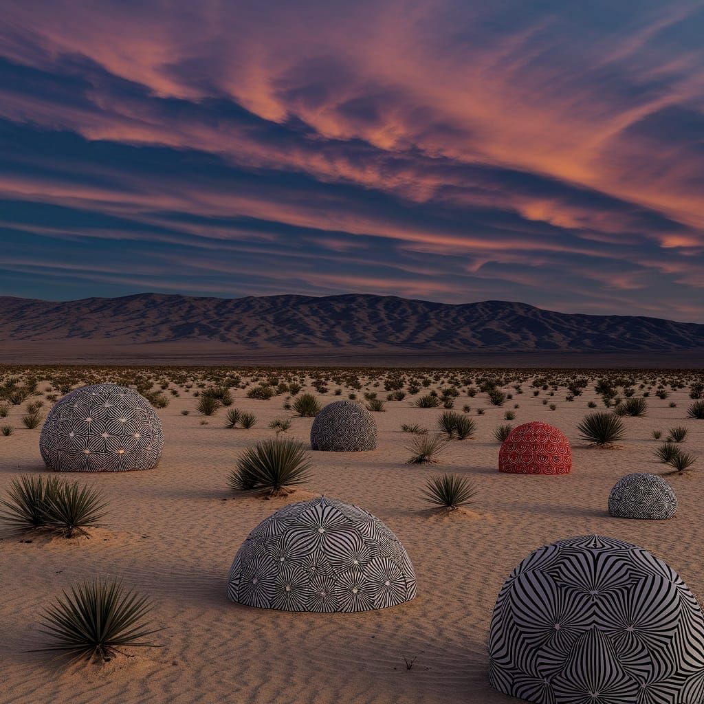 Surreal Desert Landscape in Art Nouveau Zentangle Style