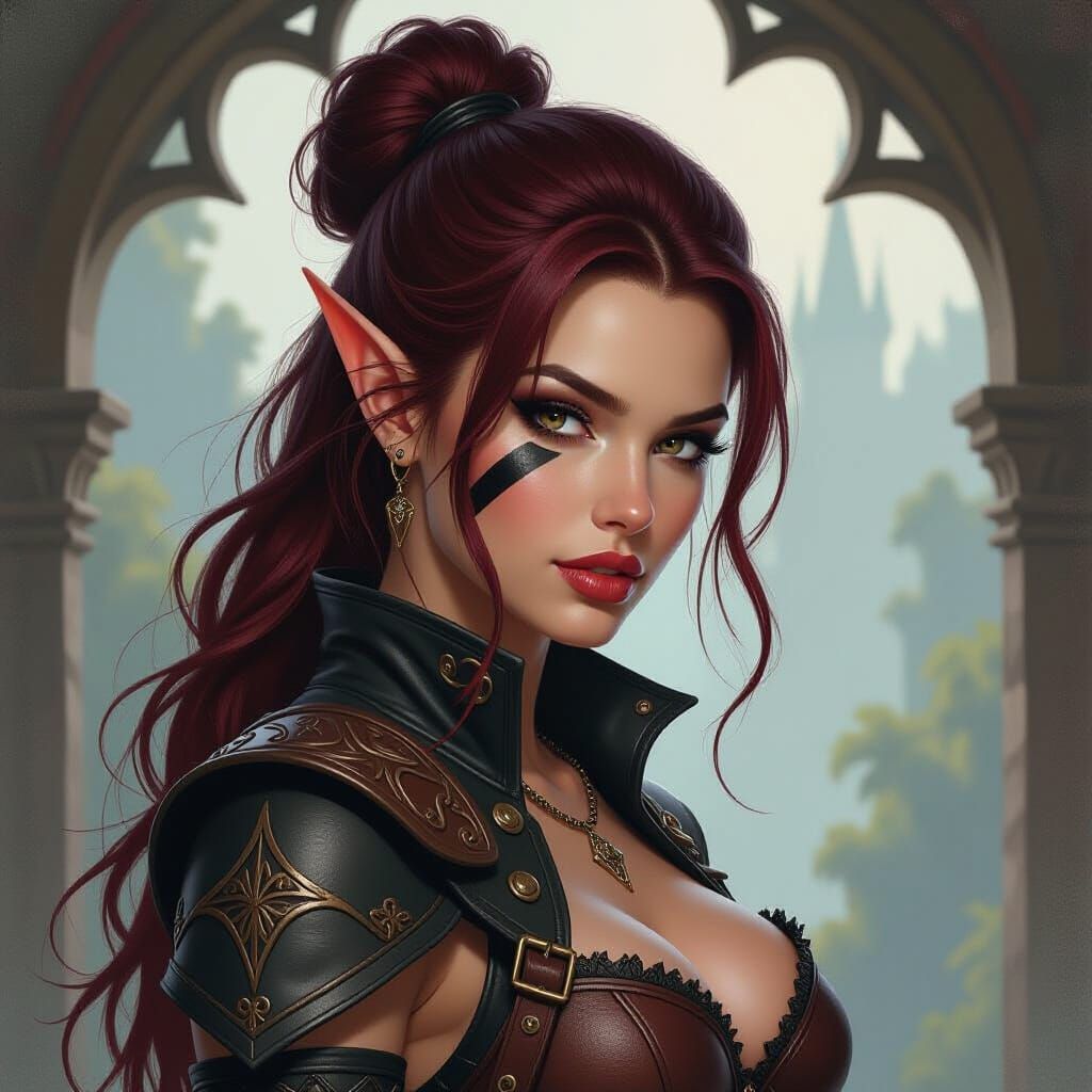 Dynamic Elf Warrior in Sensual Realist Style