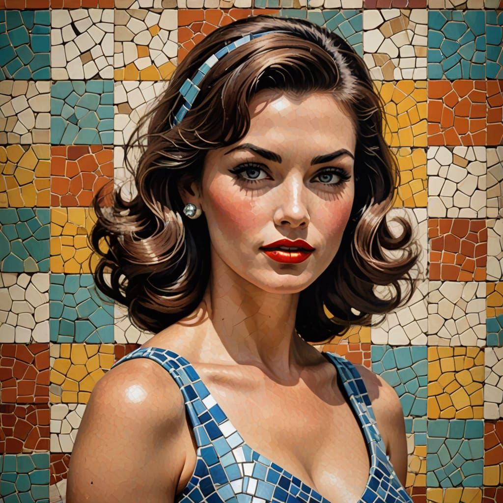 Terra Mosaic: 1960s Pin-Up in Ancient Style