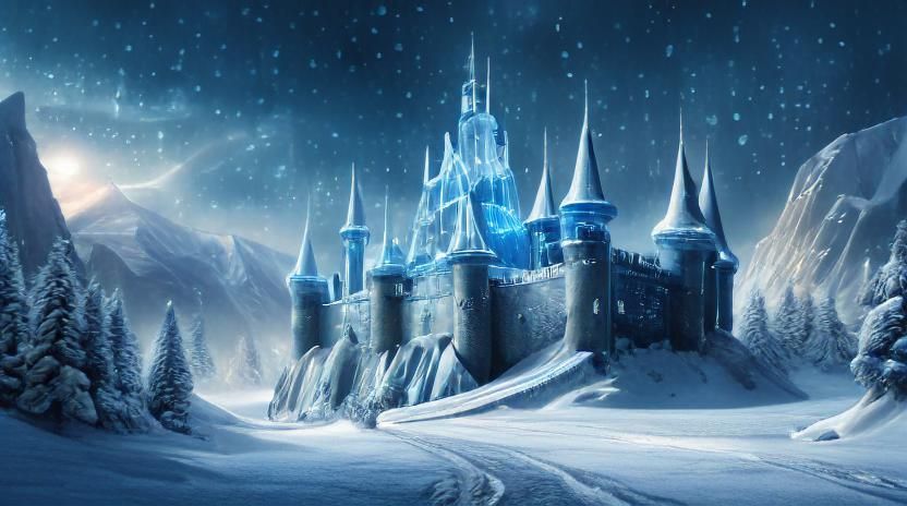 Ice Queen's Castle in Crystalline Landscape