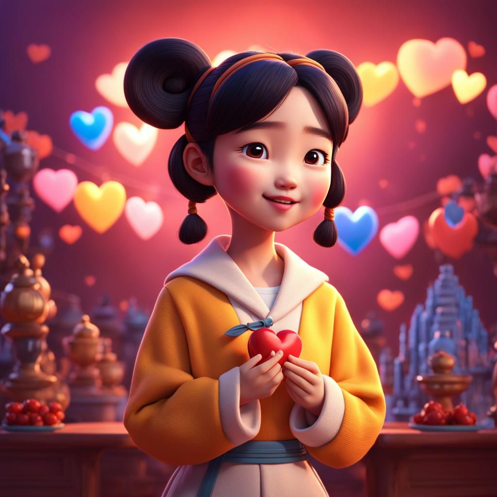A Korean Girl Sends Love in Vibrant Disney-Inspired 3D Art