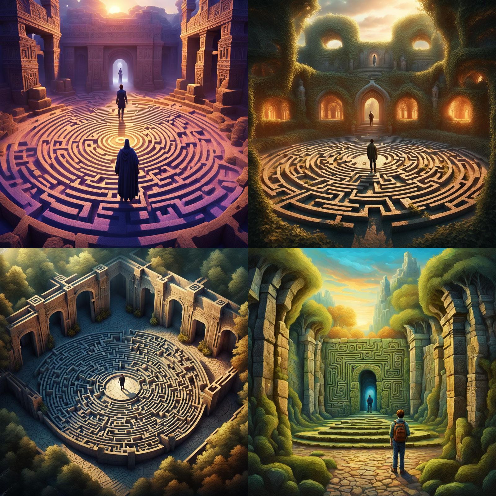 Fantastical Open-Air Labyrinth in Detailed Matte Painting