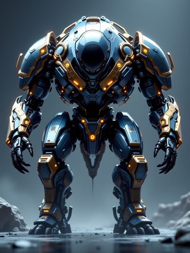 Exo-Flux Battle Mech on Asteroid Nebula