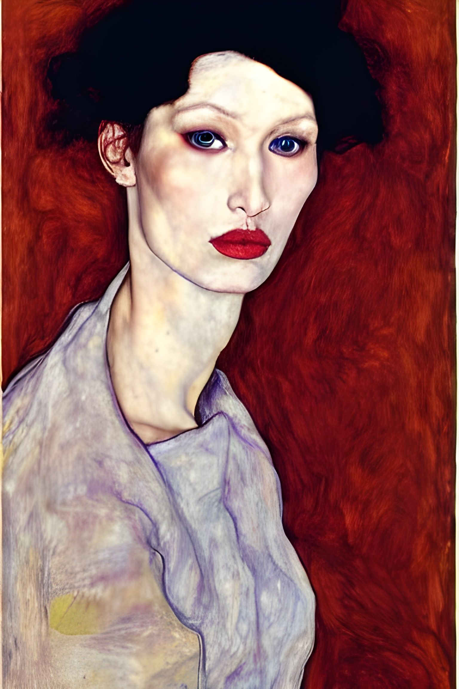 Expressive Portrait in the Style of Egon Schiele