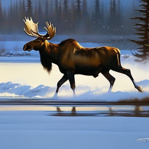 Moose on the Loose: Oil Painting