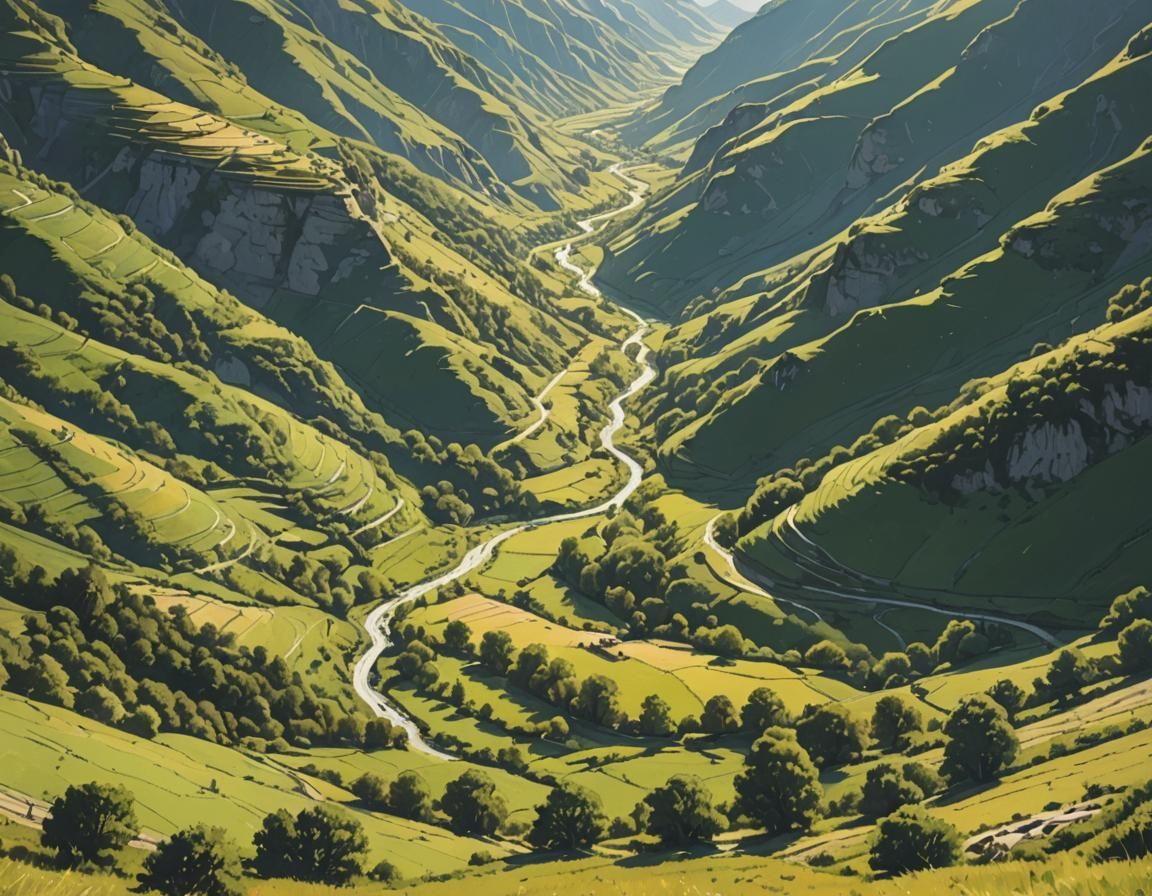 Sunlit Valley Landscape