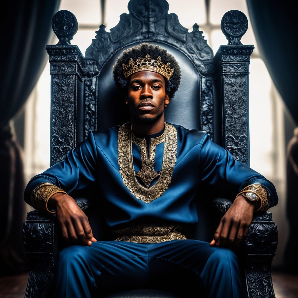 Regal Afro Prince in Majestic Throne