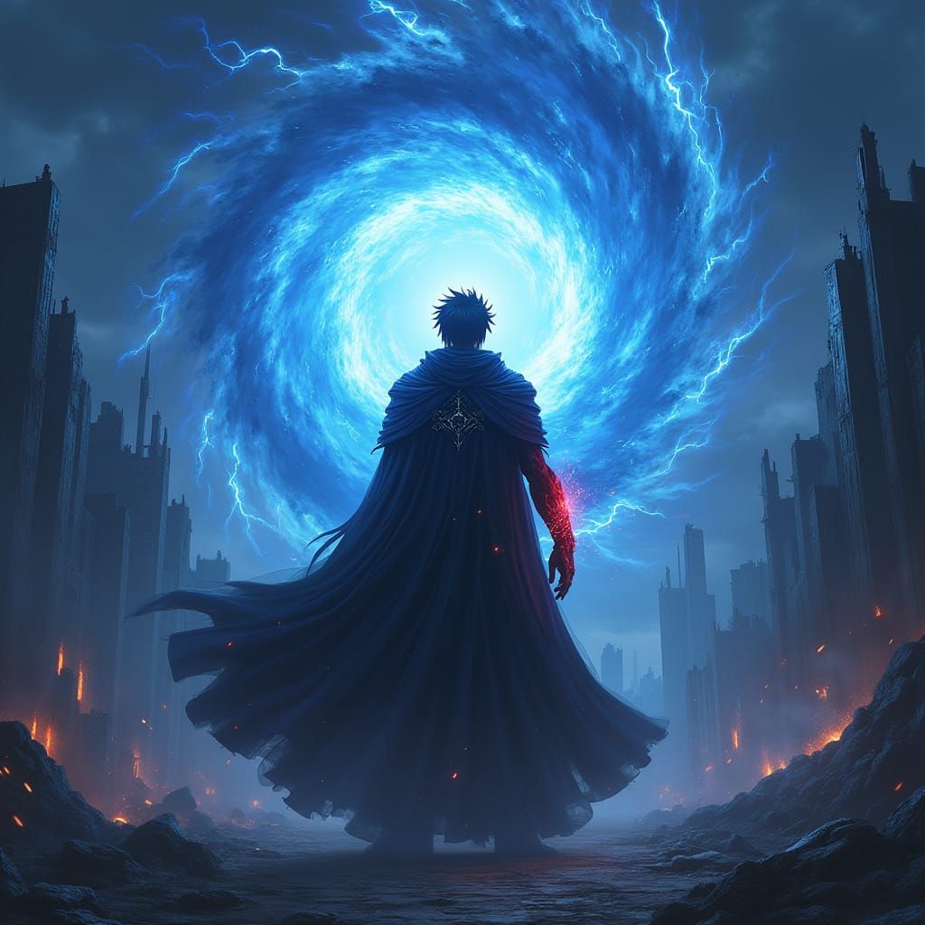 Majestic Sorcerer Unleashes Dark Magic in Ruins