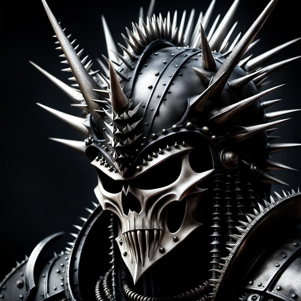 Dark Fantasy Battle Helm of Bone and Flesh