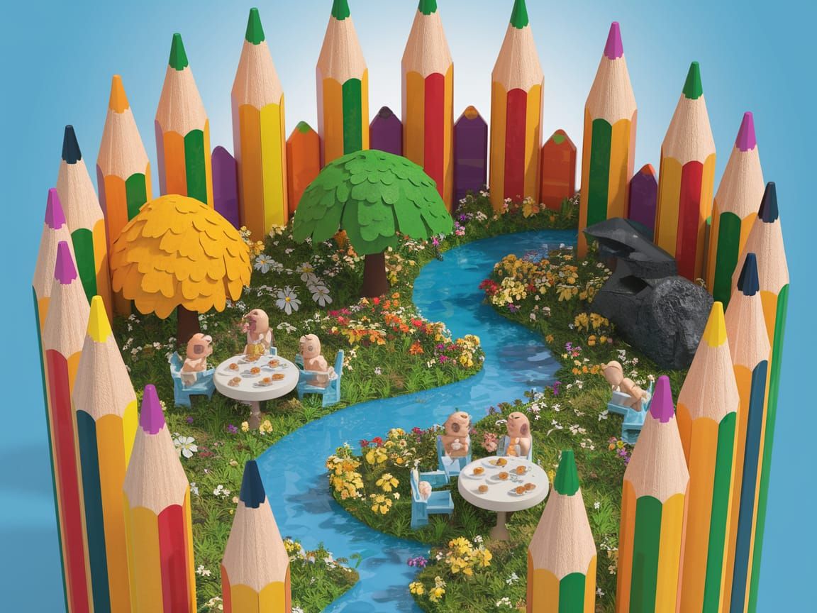 Pencil World Tea Party in Summer Sunshine