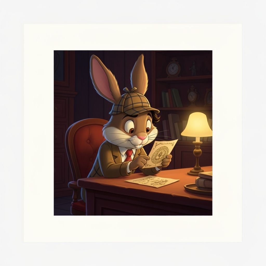 Sherlock Holmes as Cartoon Rabbit in Disney Style