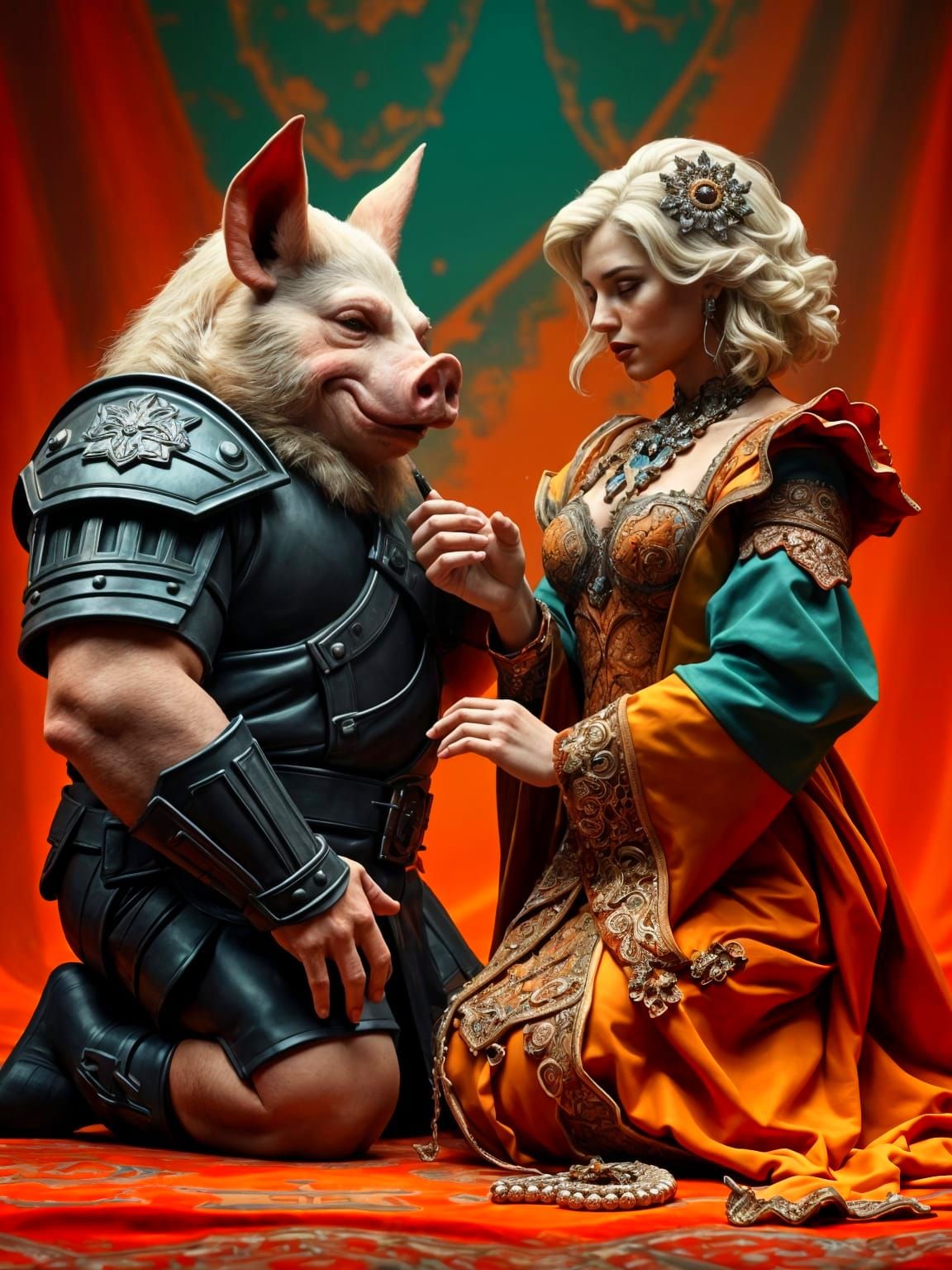 Pig-Headed Man Worships Platinum Blonde Mistress
