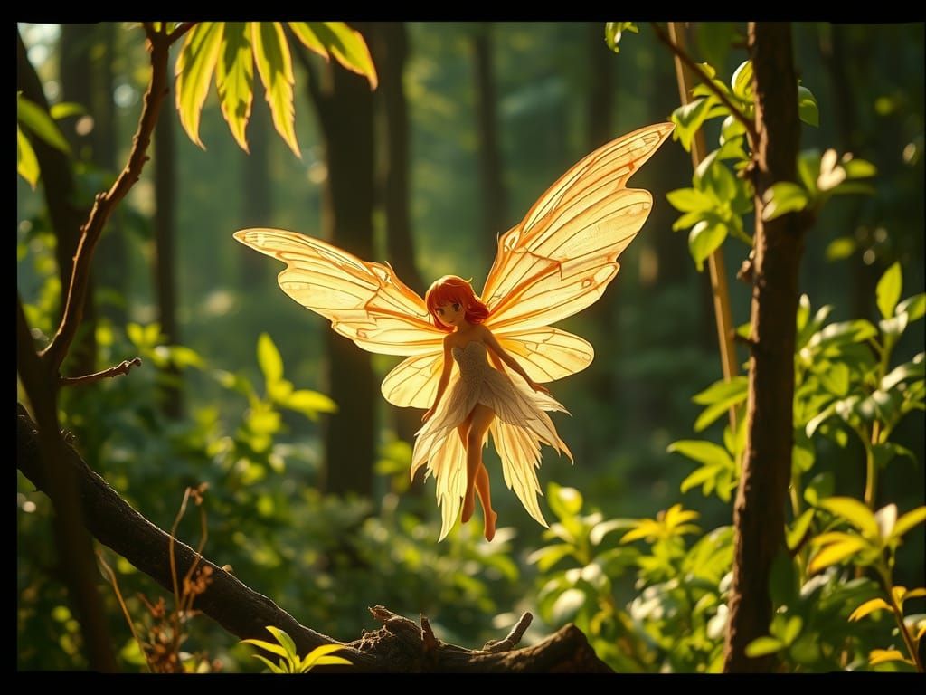 Whimsical Fairy in Serene Woodland Wonderland
