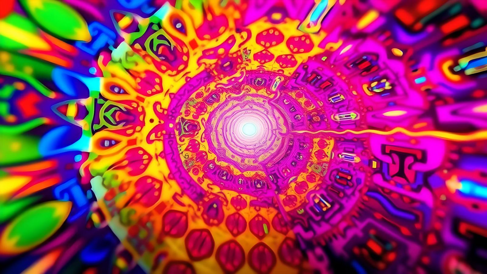 Intense Psychedelic Wellness: Fluorescent Abstract Harmony