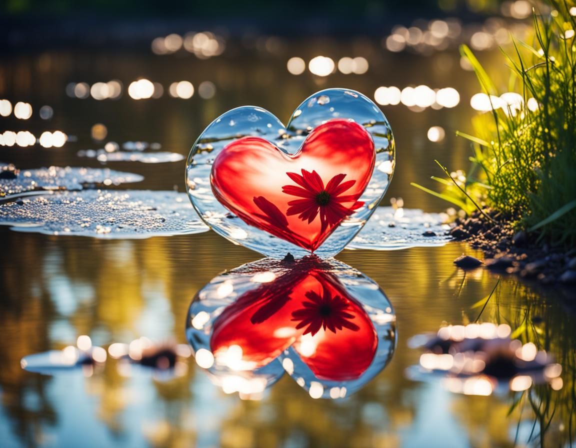 Heart shape on river bank