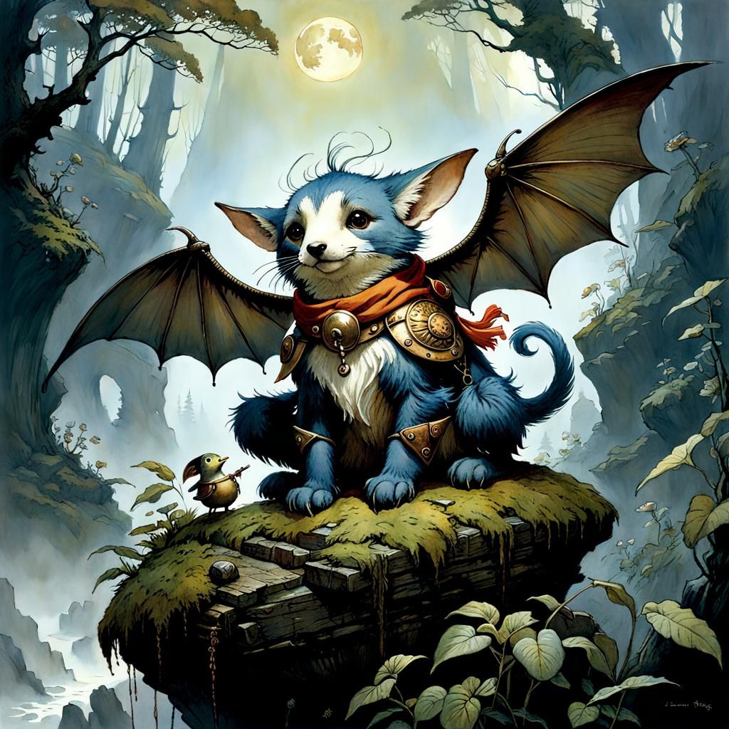 Enchanting Creature in a Dreamscape, Monge Style