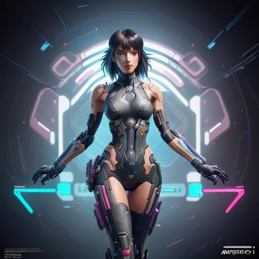 Anime Girl as Nintendo Switch in Cyberpunk Style