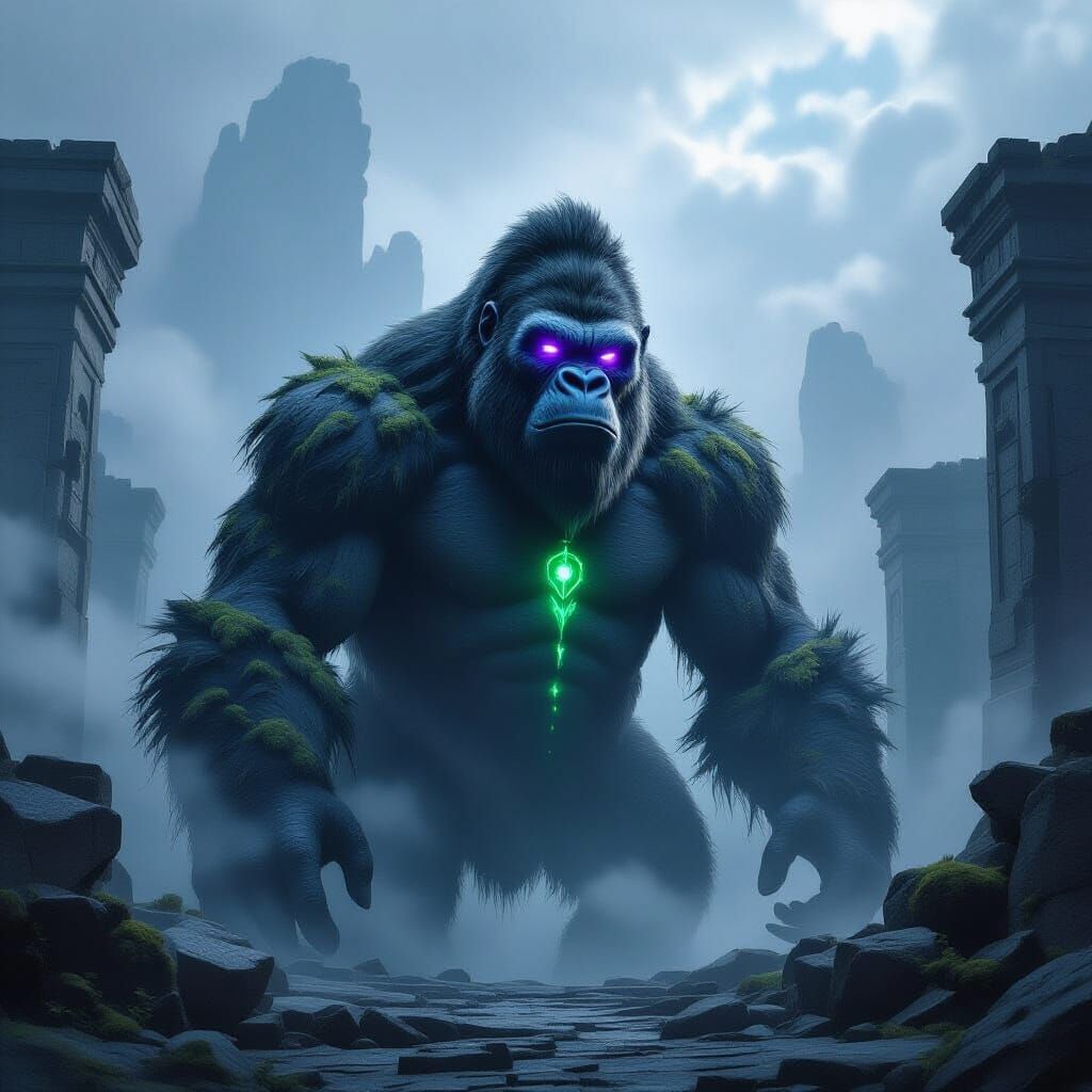 Ancient Gorilla Guardian of Cyclopean Ruins