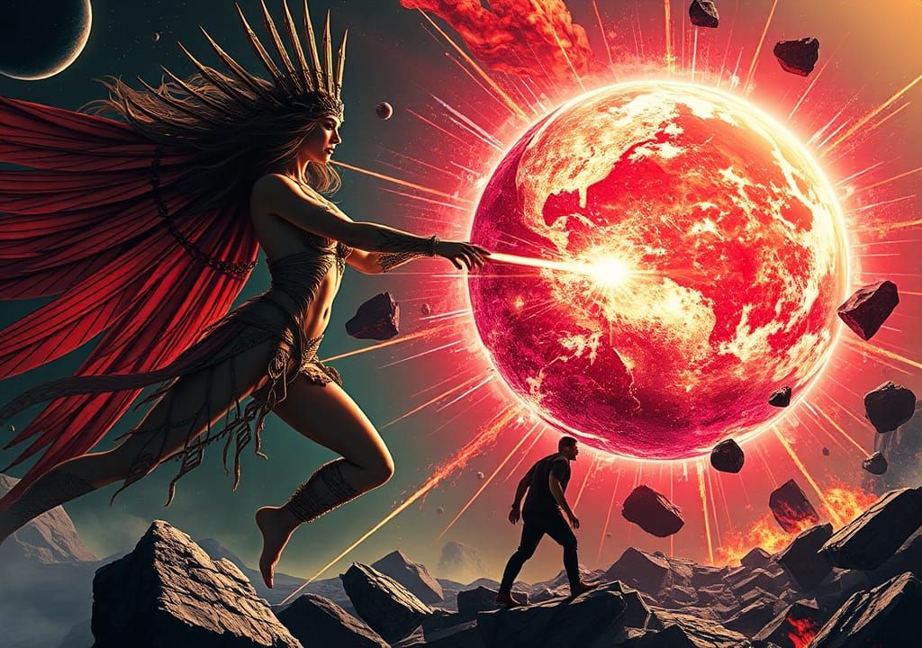 Goddess Destroys Planet in Epic Space Battle