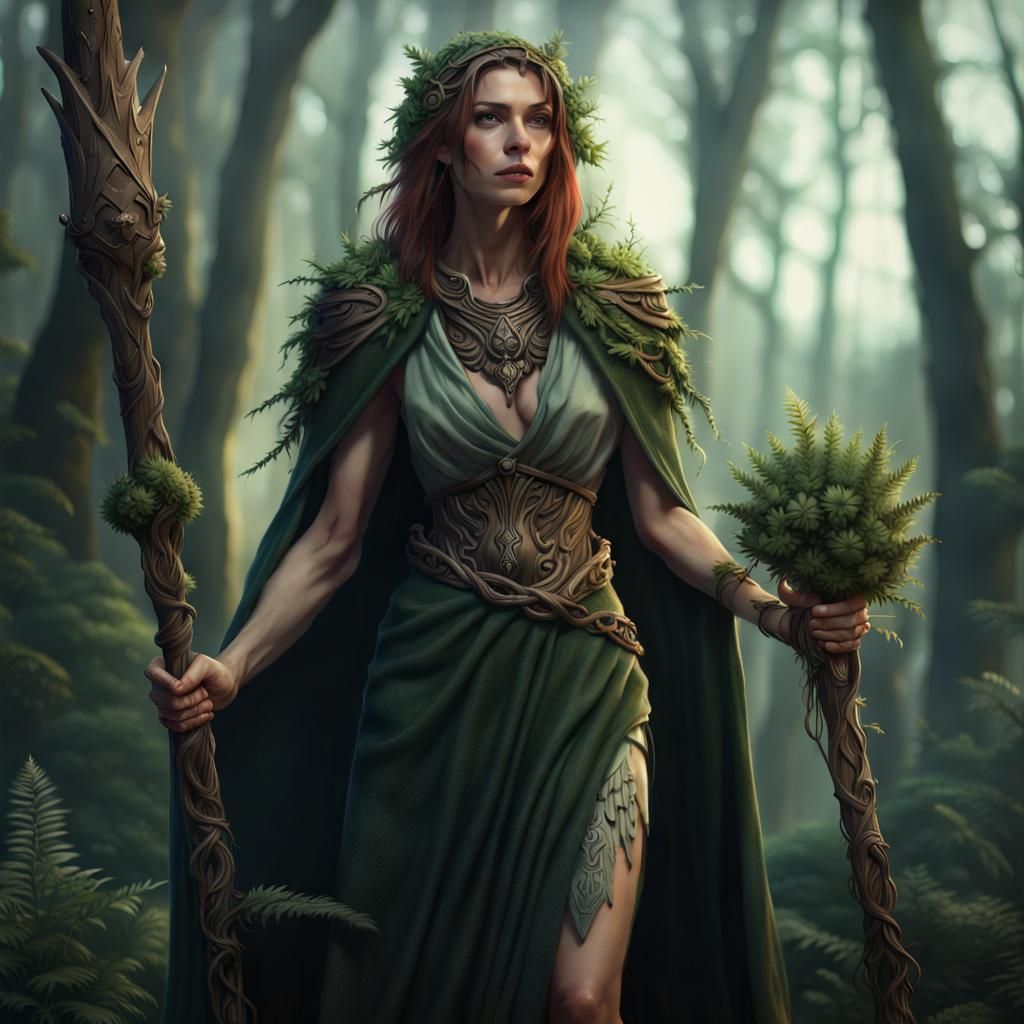Powerful Female Druid of the Forest