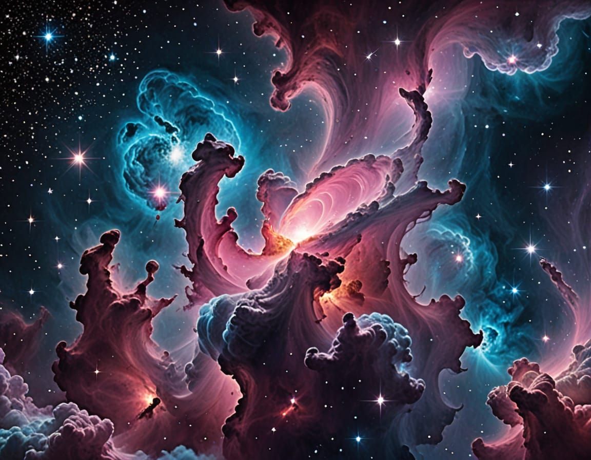 Vibrant Nebula in Cosmic Space Digital Painting