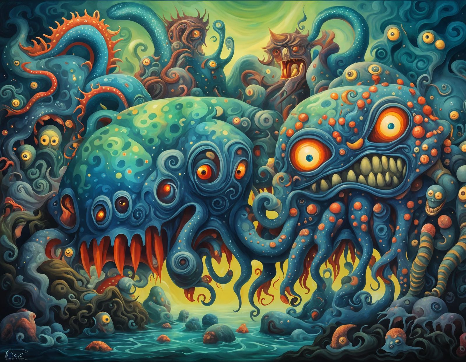 Ethereal Nightmare: Double-Exposure Artwork of Dark Fantasy