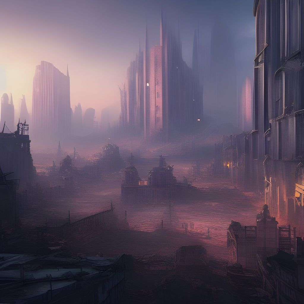 Abandoned City at Dawn: Fantasy Concept Art