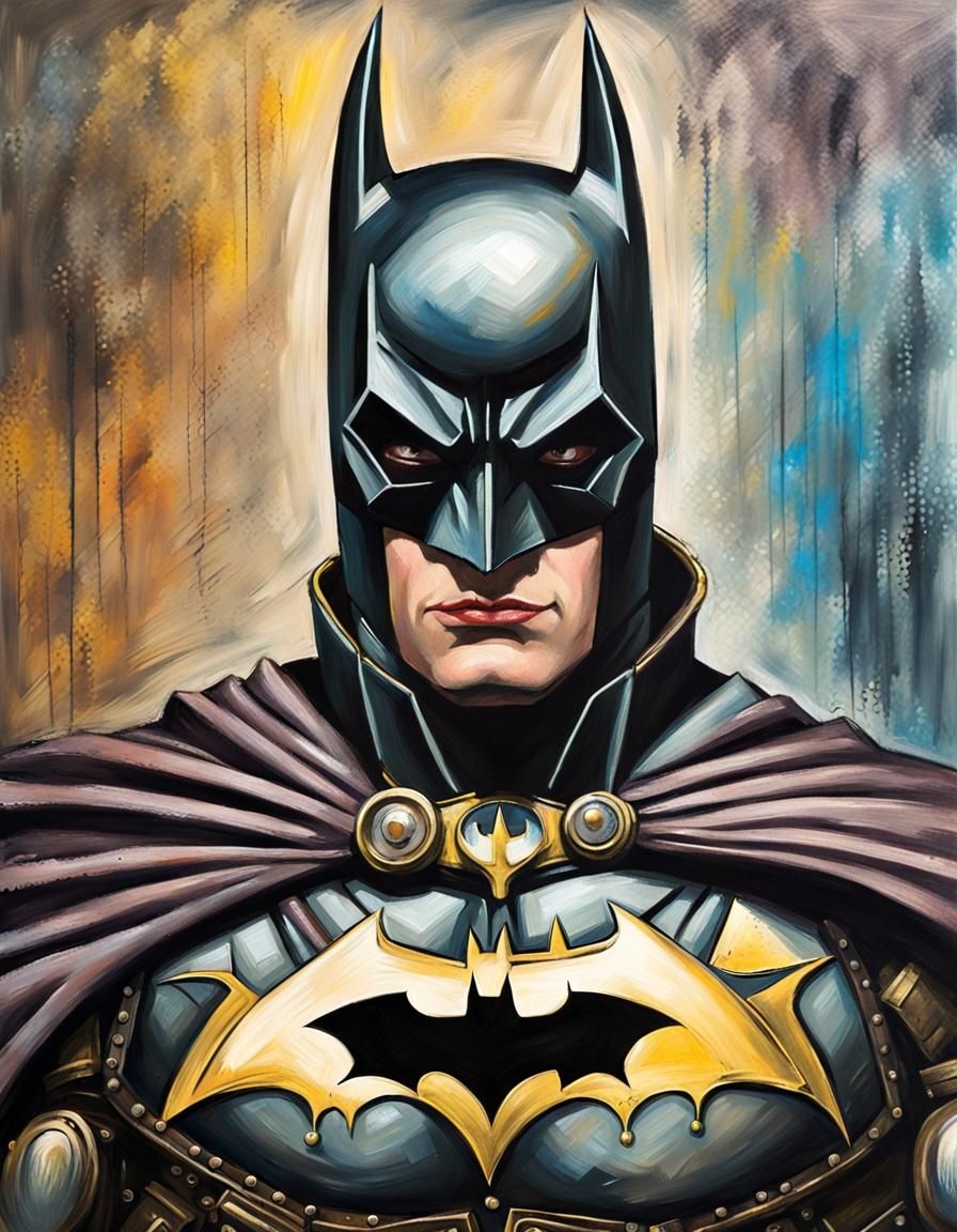 Steampunk Batman in Photorealistic Acrylics and Oil Pastels