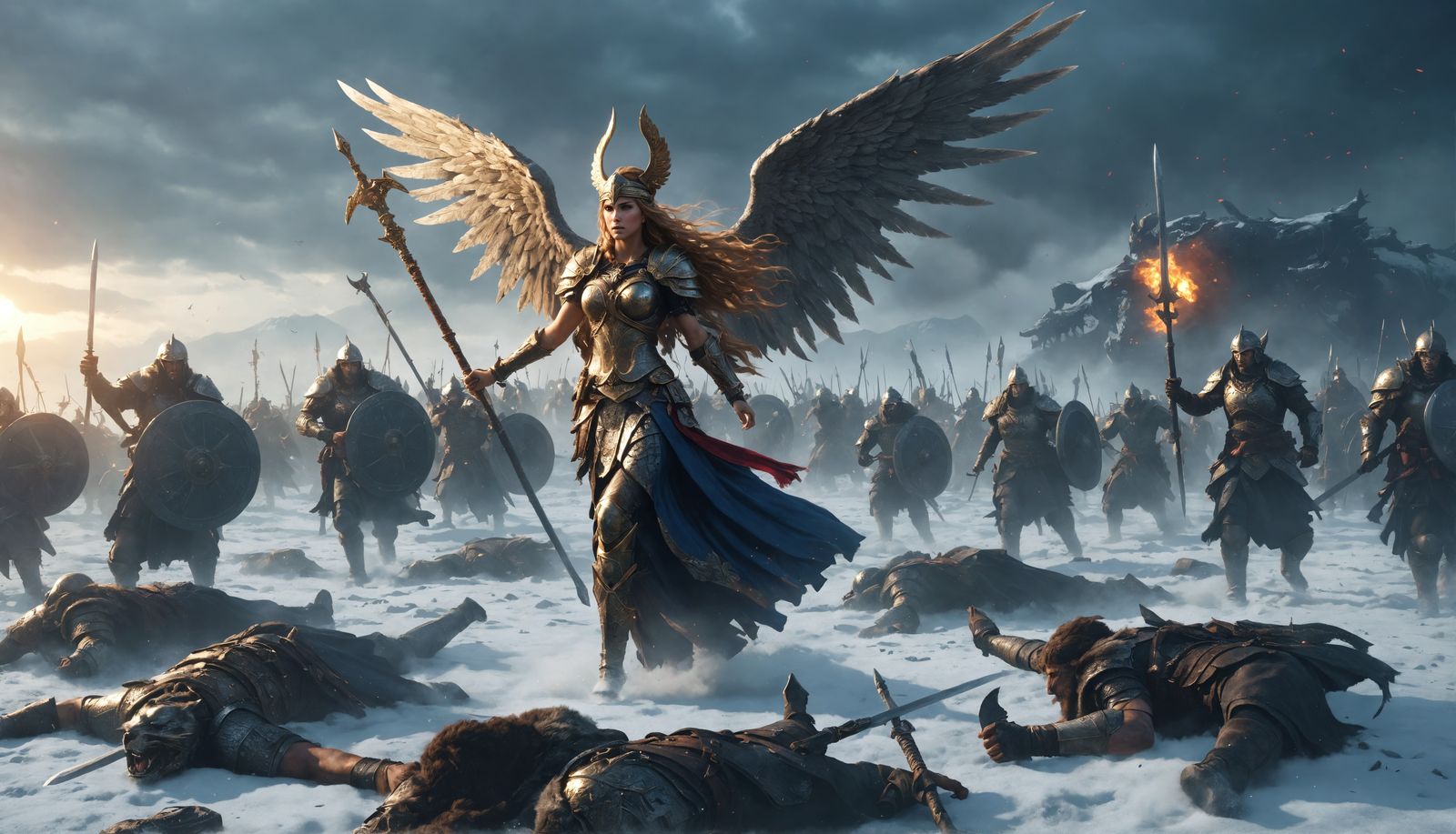 Valkiria coming for the dead warriors