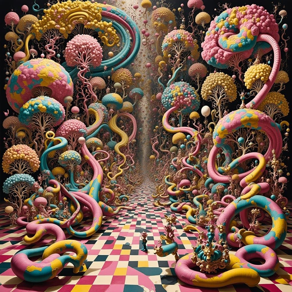 Surreal Dancers in Infinite Patterns of Op-Art