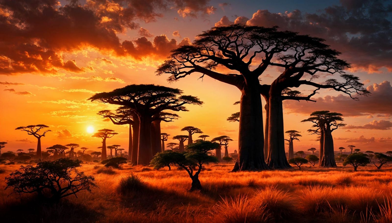 Madagascar Baobabs at Sunset in Photorealistic Style