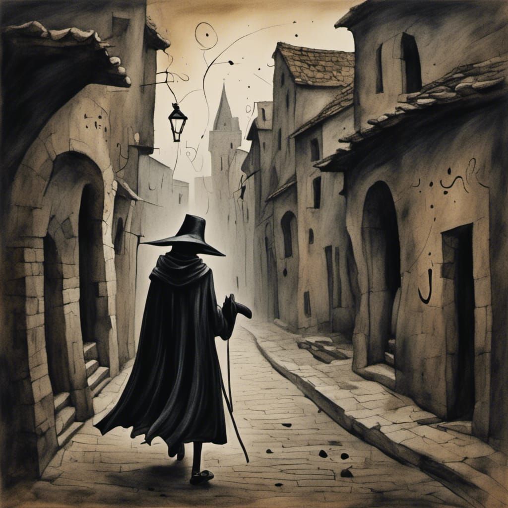 Plague Doctor in Abandoned Medieval City