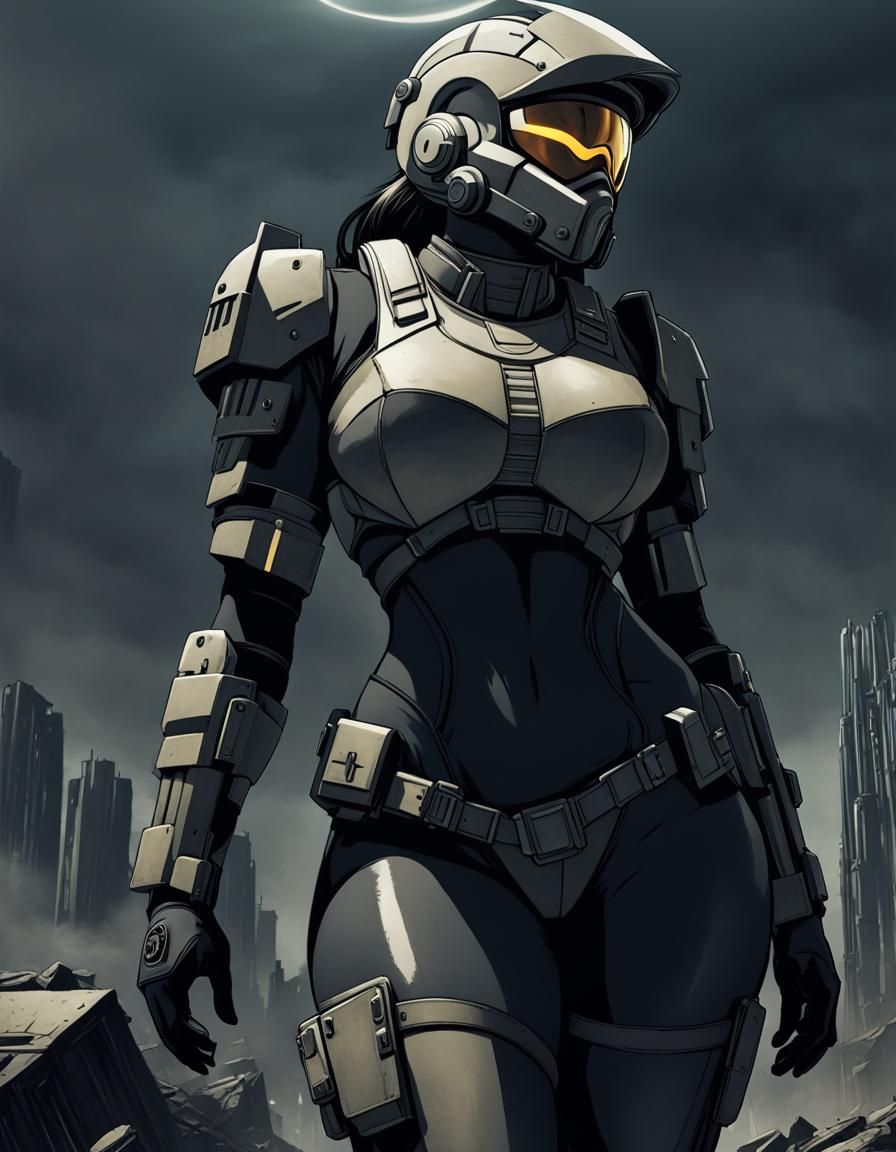 Apocalyptic Sci-Fi Spartan in Dystopian City