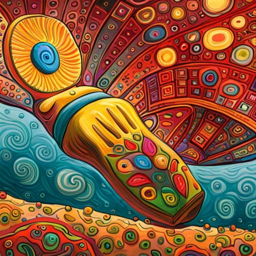 Psychedelic Teletubby Cosmic Yoga Slug Painting