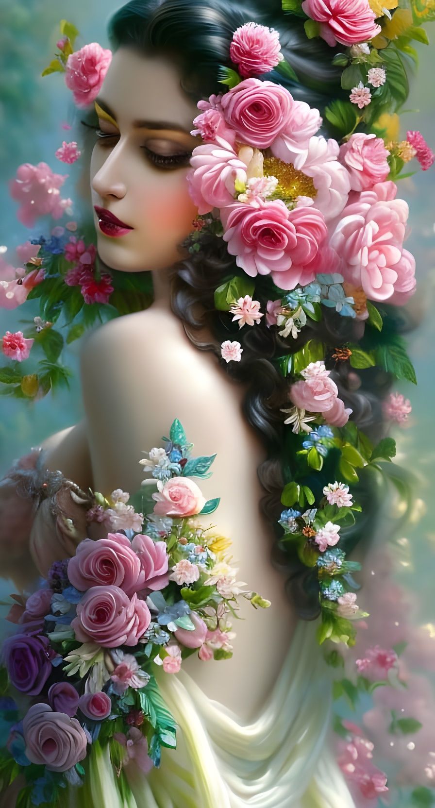 Gorgeous Floral Bride in Rococo Style