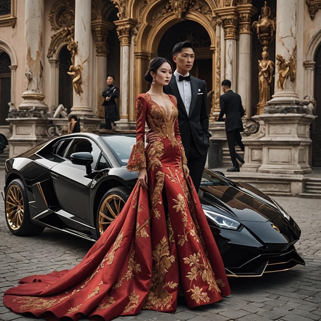 Damaged Lamborghini: A Fantasy Concept Art Scene