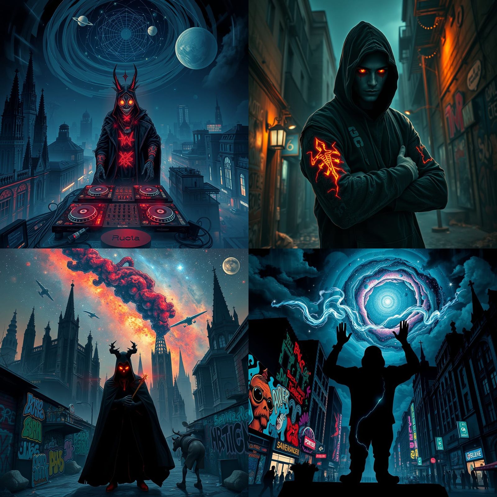 Cyberpunk Berlin Street Art in Midnight Blue and Neon