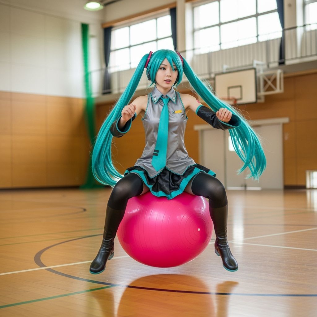 Hatsune Miku Bouncing on Exercise Ball