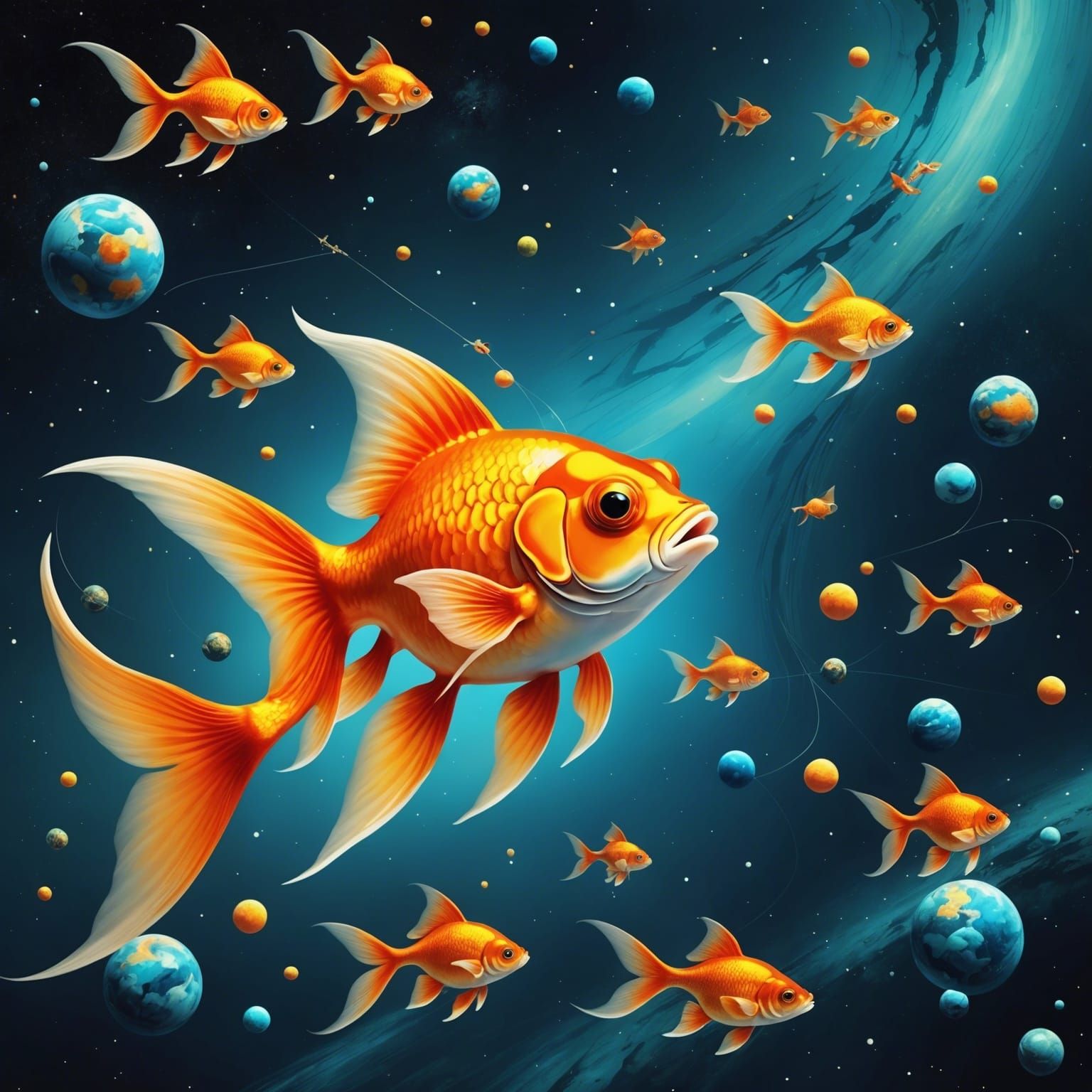 Goldfish in Space: A Surrealist Dreamscape