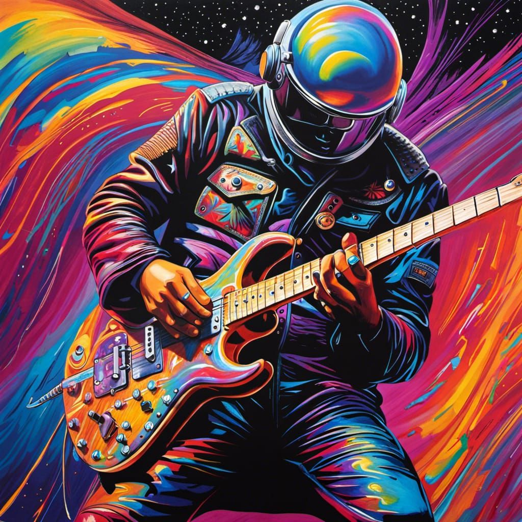 Cosmic Being Shredding Guitar, Graffiti Art
