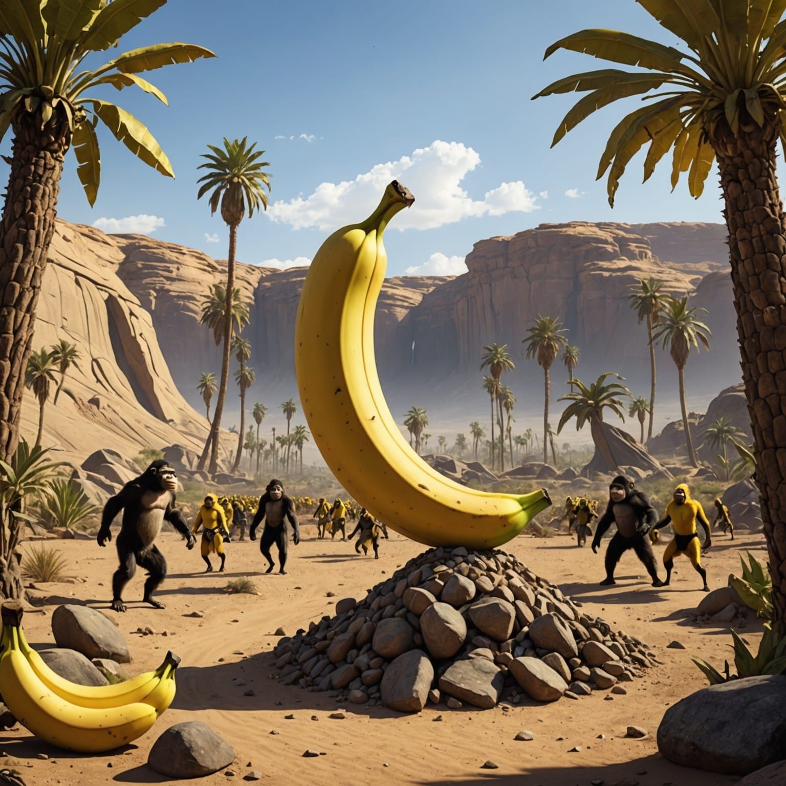 Giant Banana Appears to Apes in Desert