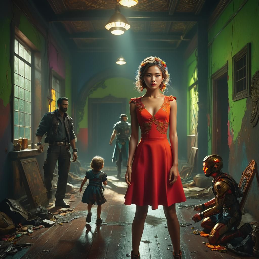 Hyperrealistic Figure in Dramatic Side Light