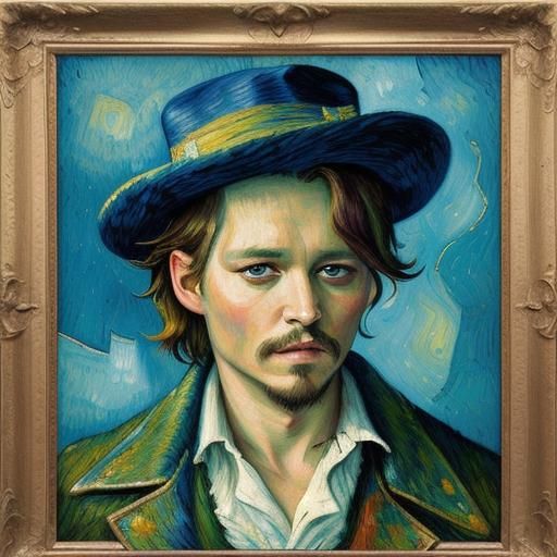 Johnny Depp Portrait in Expressionist Impasto Style