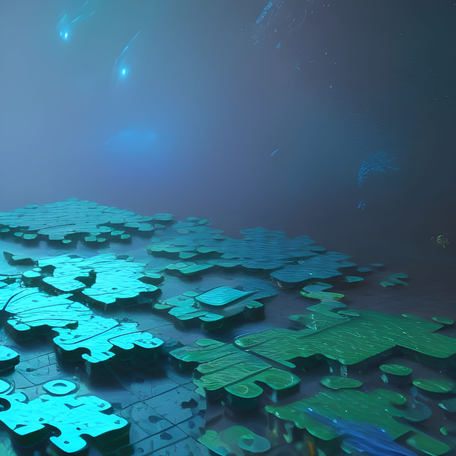 Abstract Blue-Green Puzzle Structure in Space