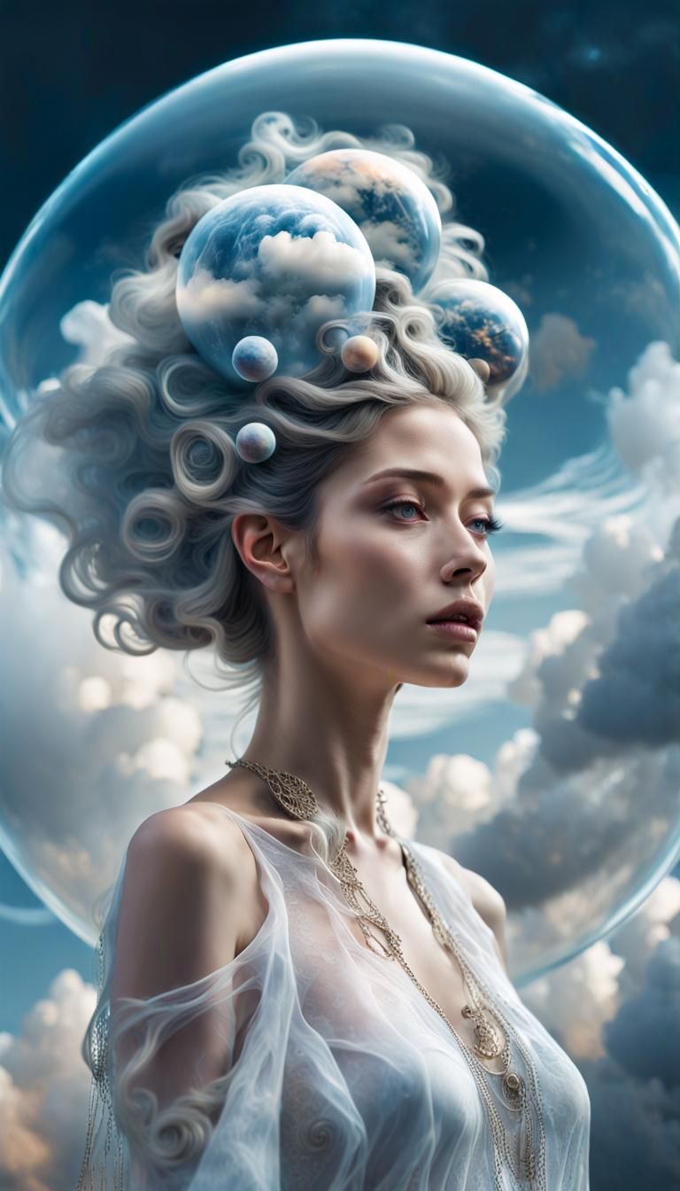 Imagine a breathtaking double exposure masterpiece of a beau...