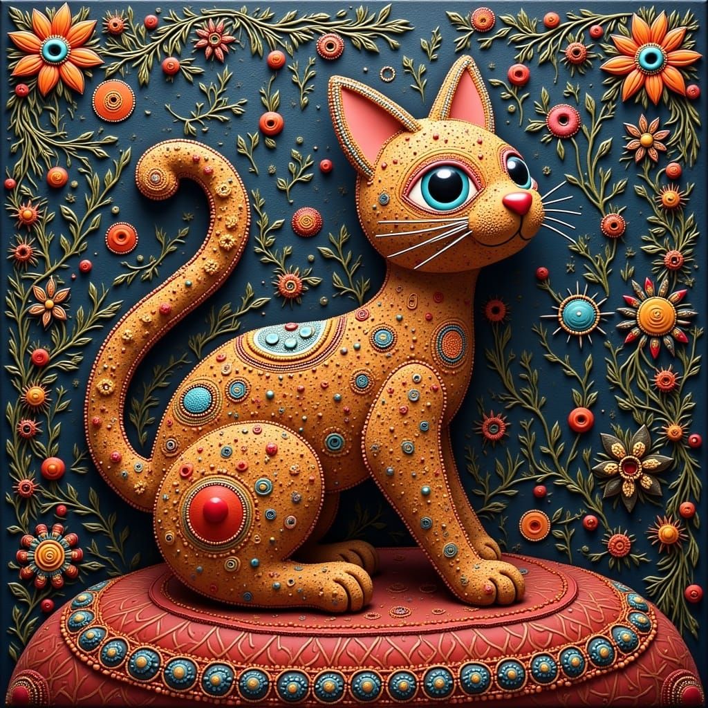 Whimsical Gingerbread Cat in a Gothic Wonderland